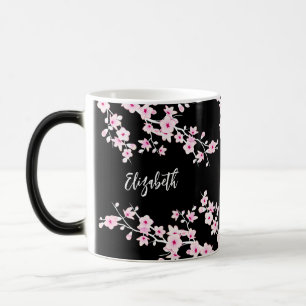 Fleur de cerisier rose Monogramme Mug magique