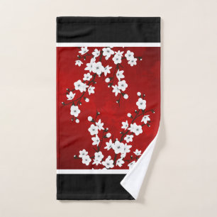 Fleur de cerisier rouge noir blanc Floral