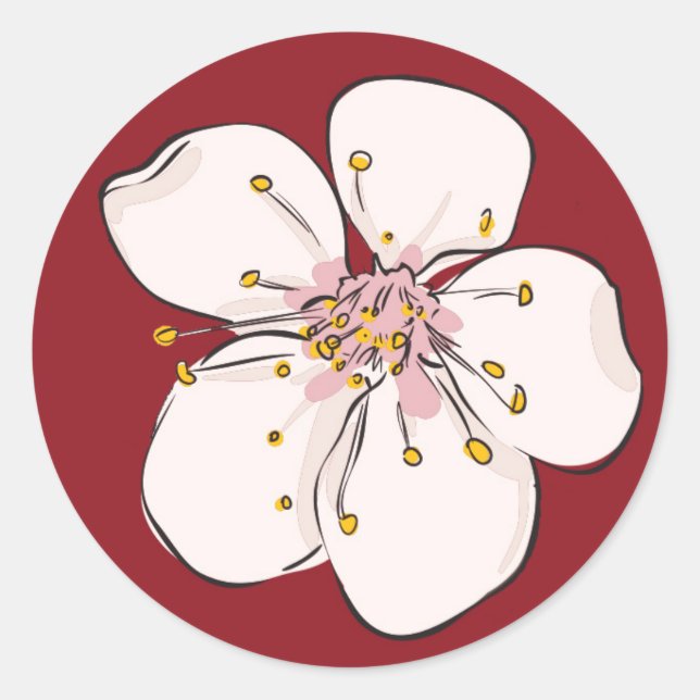 Fleur de cerisier rouge - Sticker circulaire (Devant)