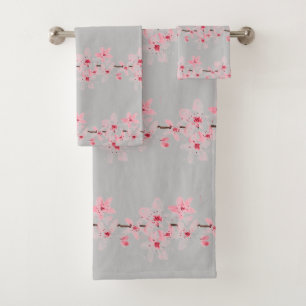 Fleur de cerisier Sakura Rose Floral Japonais Gris