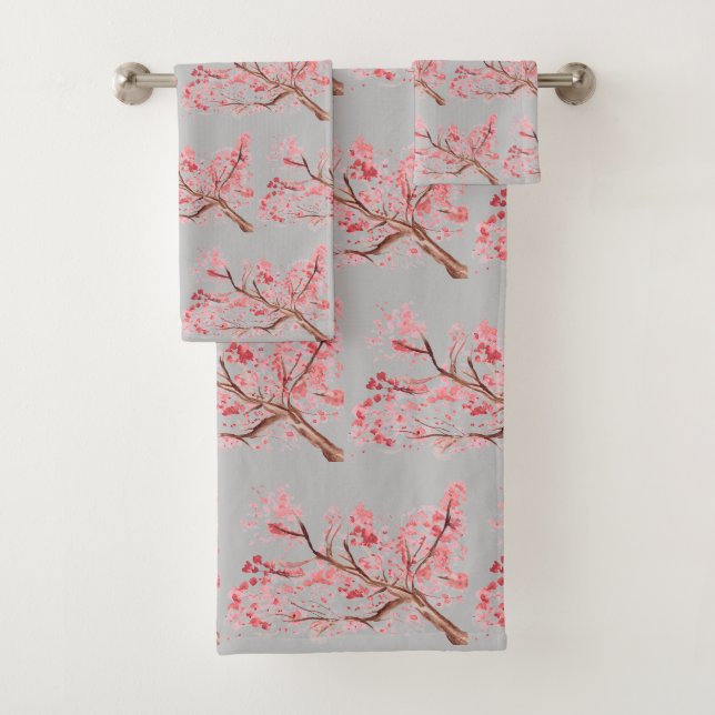 Fleur de cerisier Sakura Rose Floral Japonais Gris (En situation)