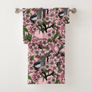 Fleur de cerisiers et poulets roses
