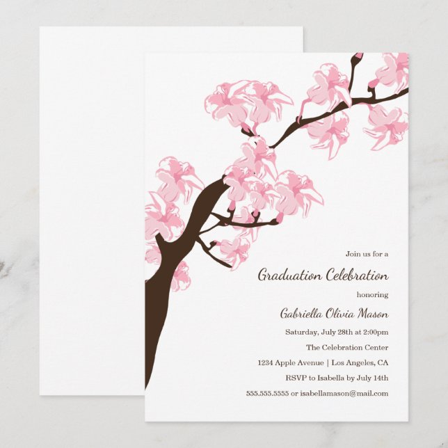 Fleur de cerisiers | Invitation du parti (Devant / Derrière)