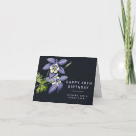 Fleur de colonne bleue 60e carte d'anniversaire