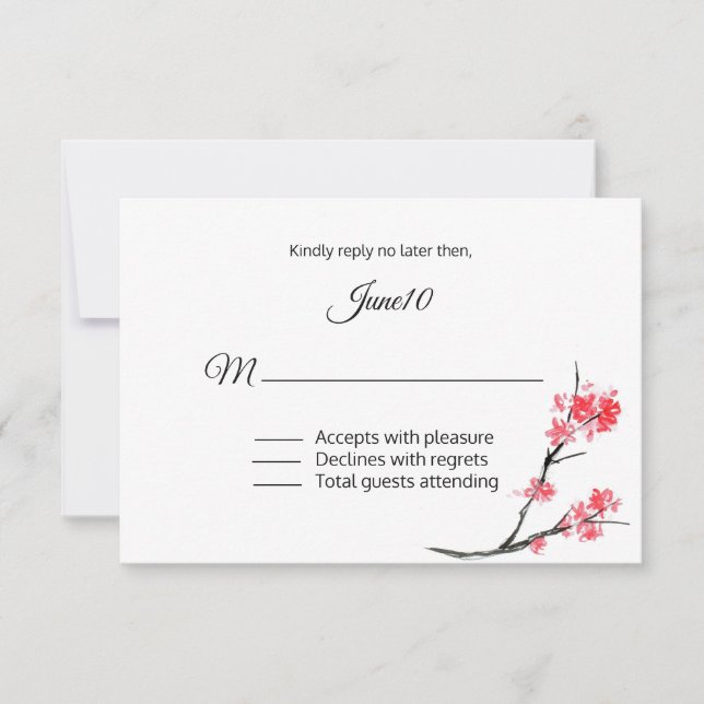 Fleur de corail Mariage RSVP (Devant)