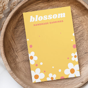 Fleur de fraise police rétro carte d'oreille jaune