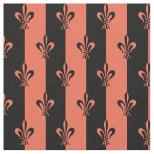 Fleur De Lic Streifen in Schwarz und Rot Stoff