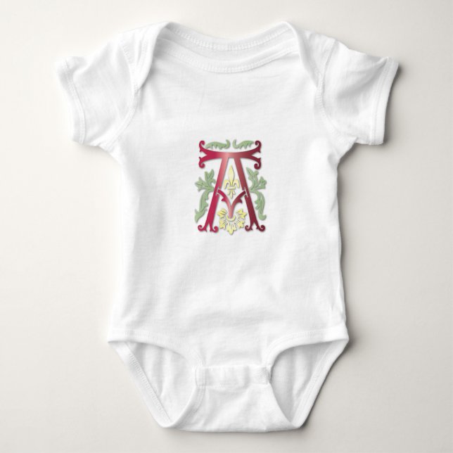 Fleur-de-lis-A-Monogramm Baby Strampler (Vorderseite)