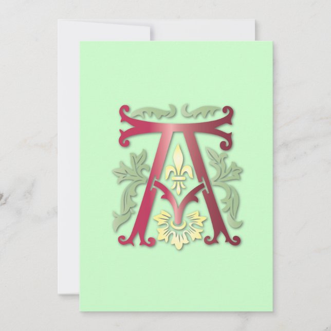 Fleur-de-lis-A-Monogramm Einladung (Vorderseite)