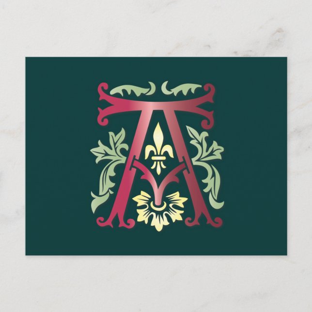 Fleur-de-lis-A-Monogramm Postkarte (Vorderseite)