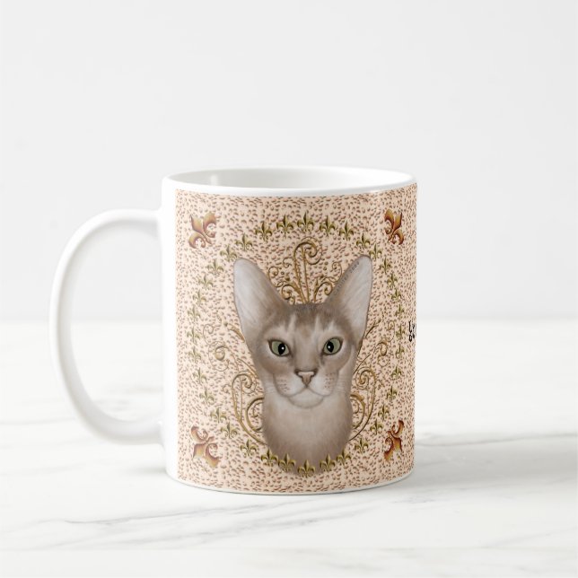 Fleur De Lis Abyssinian Tasse de chat (Gauche)