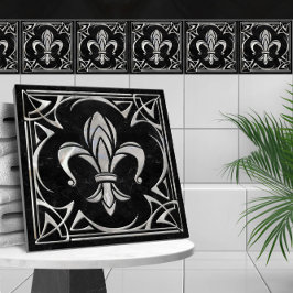 Fleur-De-Lis - Art Nouveau - Schwarzer Marmor und Fliese