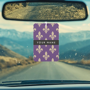 Fleur de Lis, Beige auf Lila, Königlich, Ihr Name Autolufterfrischer
