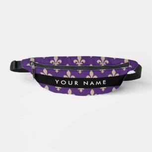Fleur de Lis, Beige auf Lila, Königlich, Ihr Name Bauchtasche