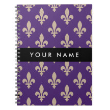 Fleur de Lis, Beige auf Lila, Königlich, Ihr Name
