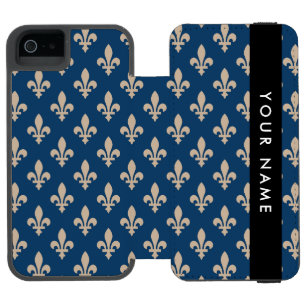 Fleur de Lis, Beige auf Navyblau, Königlich, Ihr N Incipio Watson™ iPhone 5 Geldbörsen Hülle