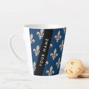 Fleur de Lis, Beige auf Navyblau, Königlich, Ihr N Milchtasse