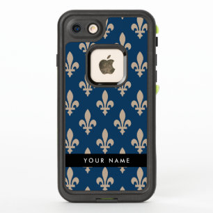Fleur de Lis, Beige auf Navyblau, Royal, Ihr Name