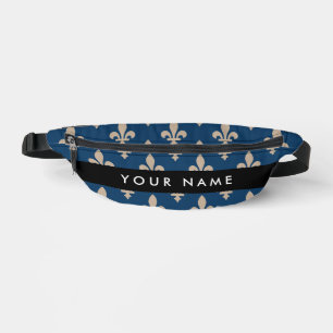 Fleur de Lis, Beige auf Navyblau, Royal, Ihr Name Bauchtasche