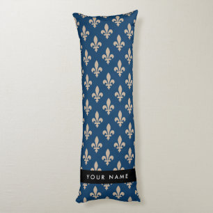 Fleur de Lis, Beige auf Navyblau, Royal, Ihr Name Seitenschläferkissen