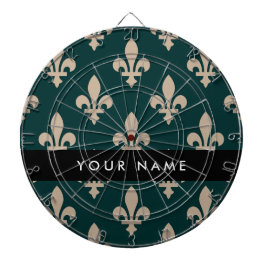 Fleur de Lis, Beige on Green, Royal, Your Name Dartscheibe