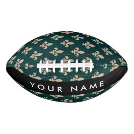 Fleur de Lis, Beige on Green, Royal, Your Name Football