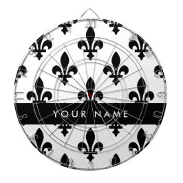Fleur de Lis, Black on White, Black, Your Name Dartscheibe