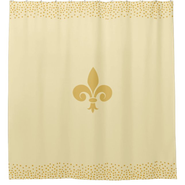 Fleur_de_Lis Blume & Gold Confetti auf Golden Duschvorhang (Vorderseite)