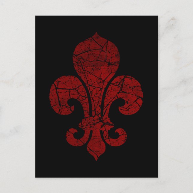 fleur-de-lis cracked_red postkarte (Vorderseite)