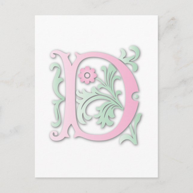 Fleur-de-lis D Monogramm Postkarte (Vorderseite)