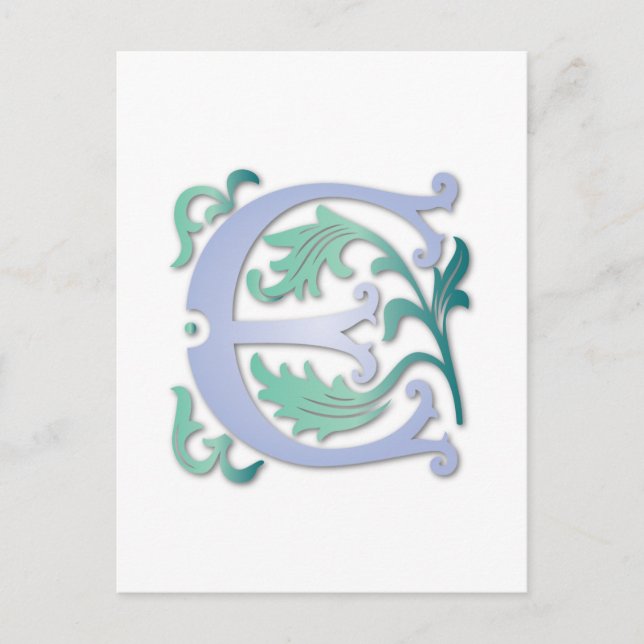 Fleur-de-lis E Monogramm Postkarte (Vorderseite)