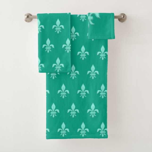 Fleur de Lis en Aqua Lumière sur Turquoise (En situation)