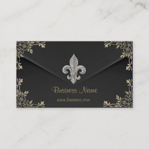 Fleur de lis en argent carte de visite 2