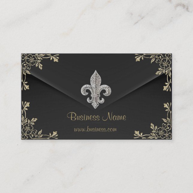 Fleur de lis en argent carte de visite 2 (Devant)