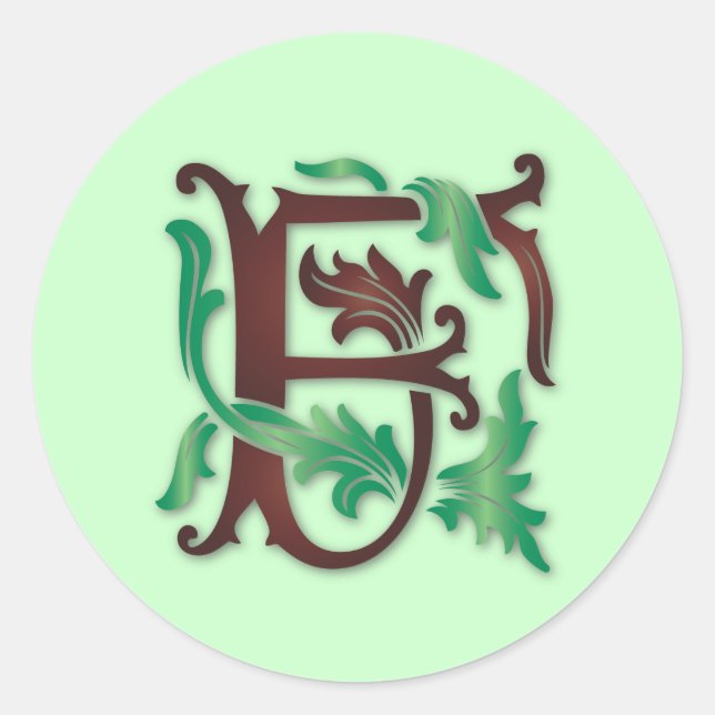 Fleur-de-lis F Monogramm Runder Aufkleber (Vorderseite)