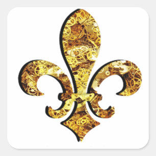 Fleur De Lis Flor New Orleans Gold Gänge Quadratischer Aufkleber