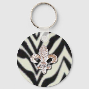 Fleur De Lis Flor Zebra Print Schlüsselanhänger
