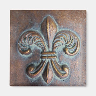 Fleur De Lis, gealterter Kupfer-Look-Druck Magnet