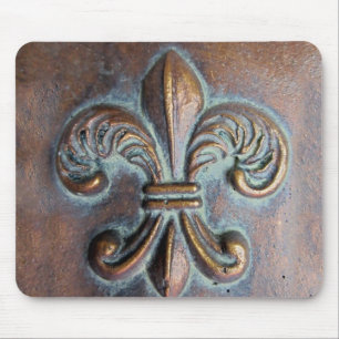 Fleur De Lis, gealterter Kupfer-Look-Druck Mousepad