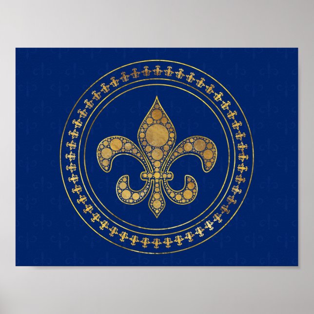Fleur-de-lis - Gold und Royal Blue Poster (Vorne)