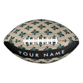 Fleur de Lis, Green on Beige, Royal, Your Name Football