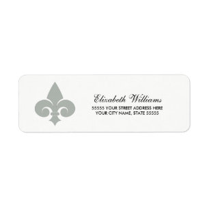 Fleur de lis Gris blanc Étiquettes d'adresse de re