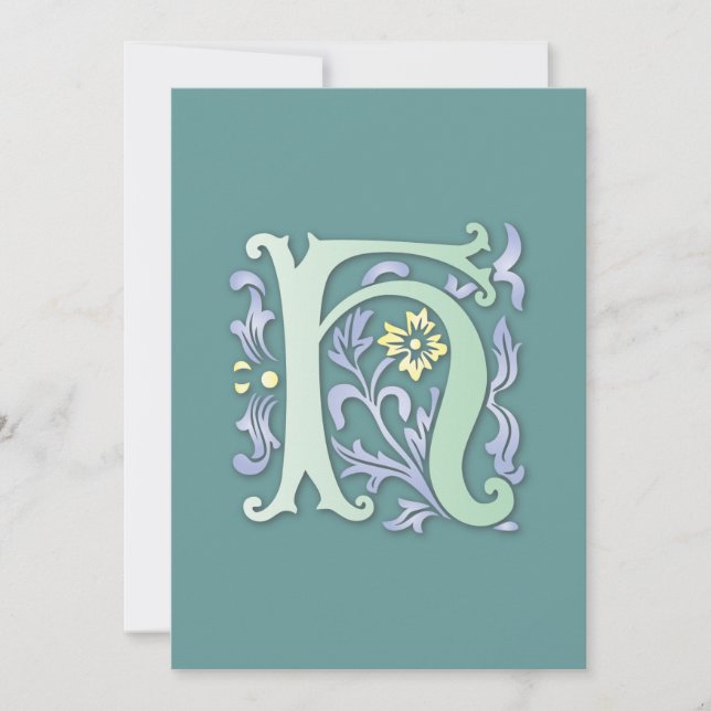 Fleur-de-lis H Monogramm Einladung (Vorderseite)