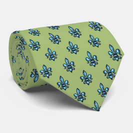 Fleur-de-lis Heraldic Moss Green zweiseitig Krawatte