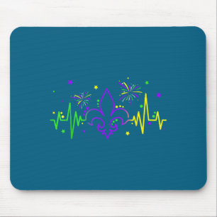Fleur De Lis Herzschlag Krankenschwester Mardi Gra Mousepad