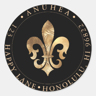 FLEUR DE LIS | IMITATS GOLD DAMASK RUNDER AUFKLEBER