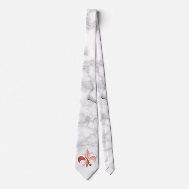 Fleur-de-lis in Marmor-Look Krawatte (Vorderseite)