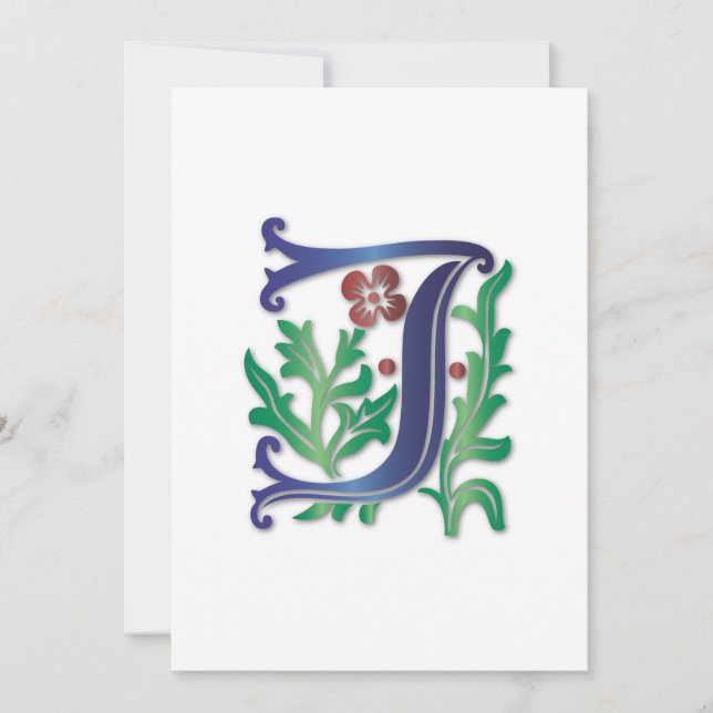 Fleur-de-lis J Monogram Einladung (Vorderseite)