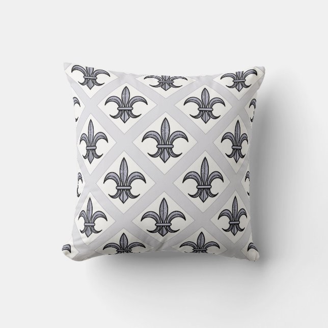 Fleur-de-Lis Kissen (silber) (Vorderseite)