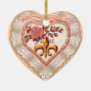 Fleur De Lis Lacy Coeur décorations personnalisées
